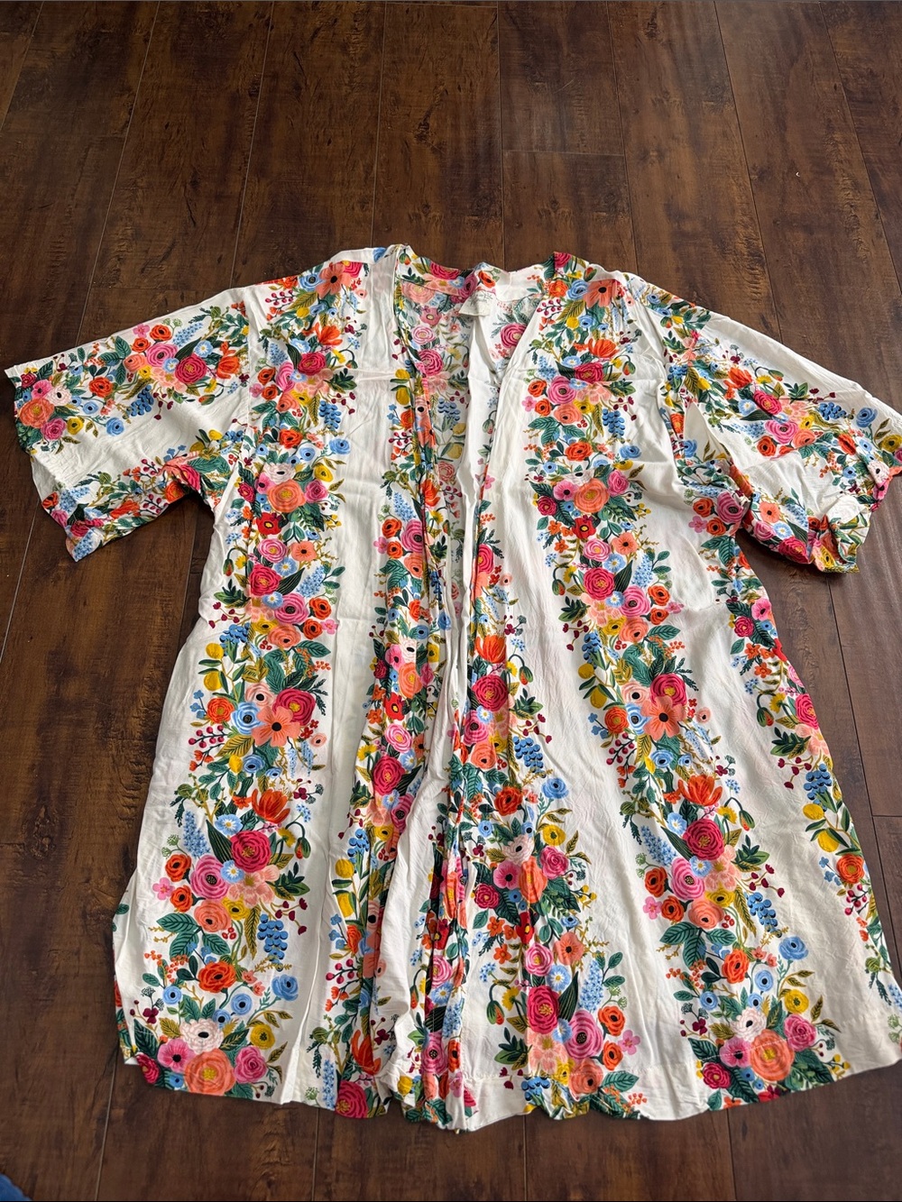 Matilda Jane Cream Floral Kimono Shrug with Multicolor Bouquet Print